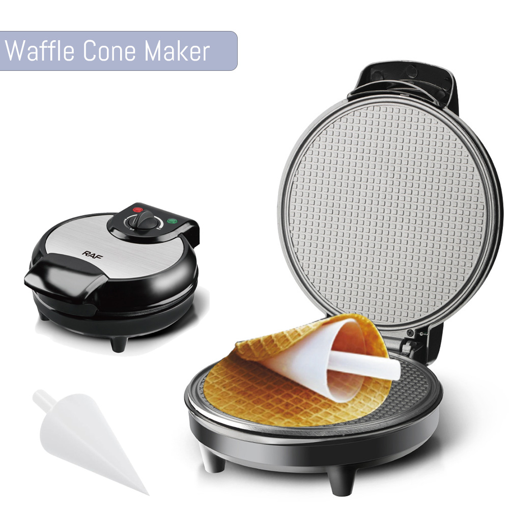 Ice Cream Maker Electric - Elektrische Waffelkegelmaschine mit Bräunungskontrolle, antihaftbeschichteter Waffelschüsselhersteller,