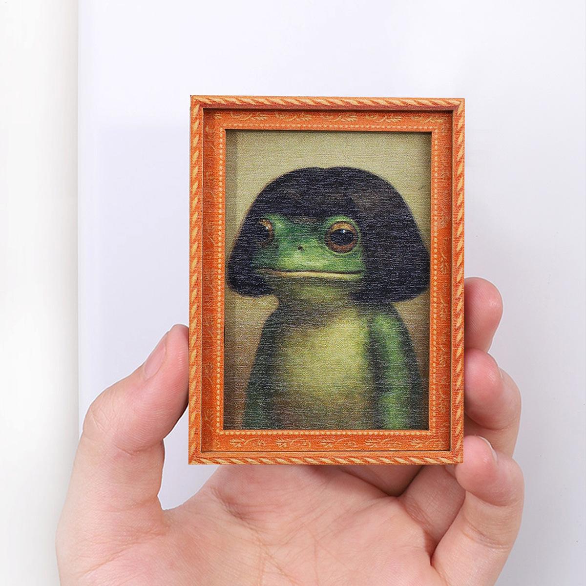 Kitchen Appliances Photos - Frosch-Magnete, Holzornament, künstlerisch, mit Fotorahmen, starke