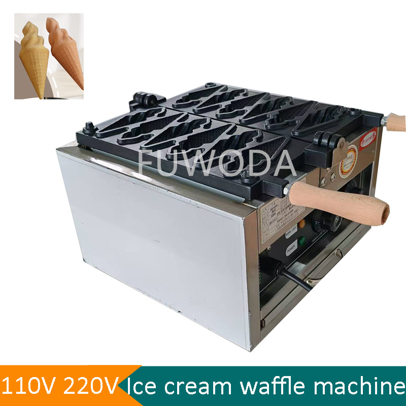 Ice Cream Maker Electric - Elektrische Eiswaffel-Maschine für 6 Stück zum